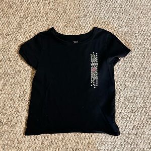 VANS Size S Black T-Shirt Crop top with flower details